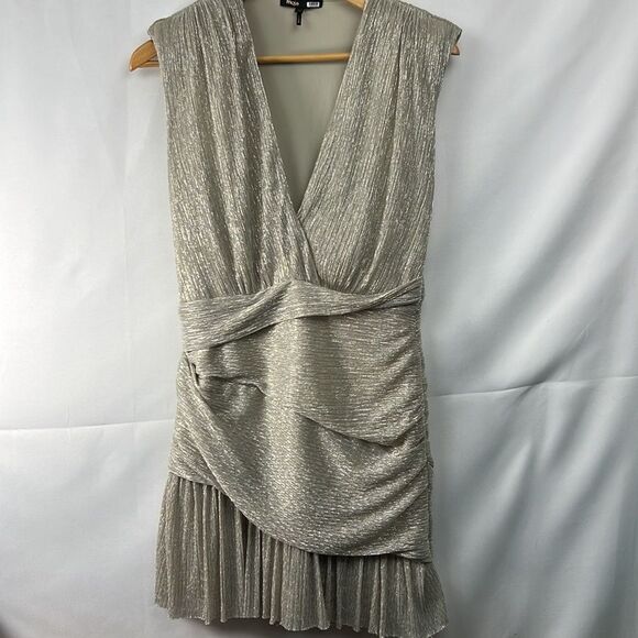 Maje Gold lame wrap top event dress size 40 (Large)  Repaired - Picture 8 of 15